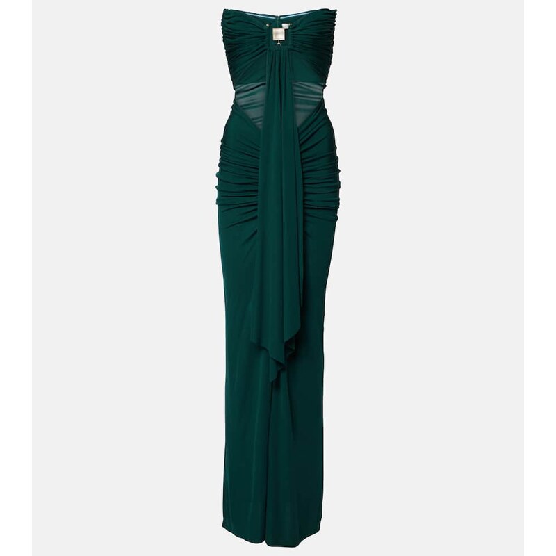 Christopher Esber Bezel Quartz cutout strapless jersey gown