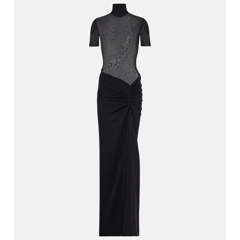 Christopher Esber Fusion gathered jersey and crÃªpe maxi dress