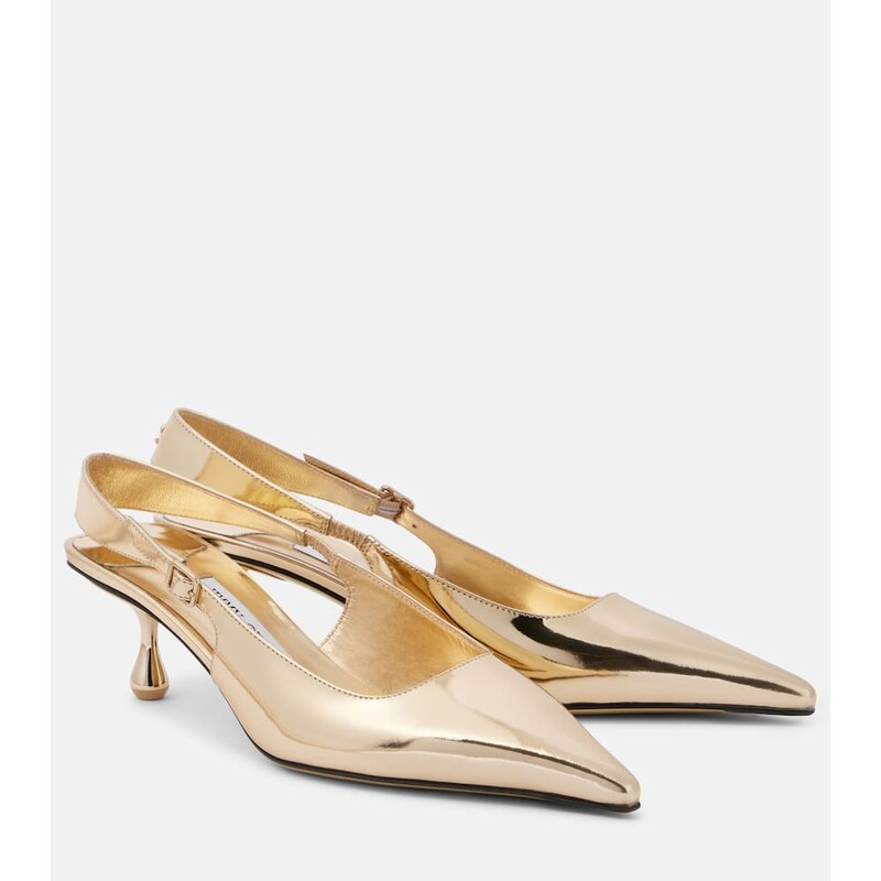 Jimmy Choo Amel 50 metallic leather slingback pumps