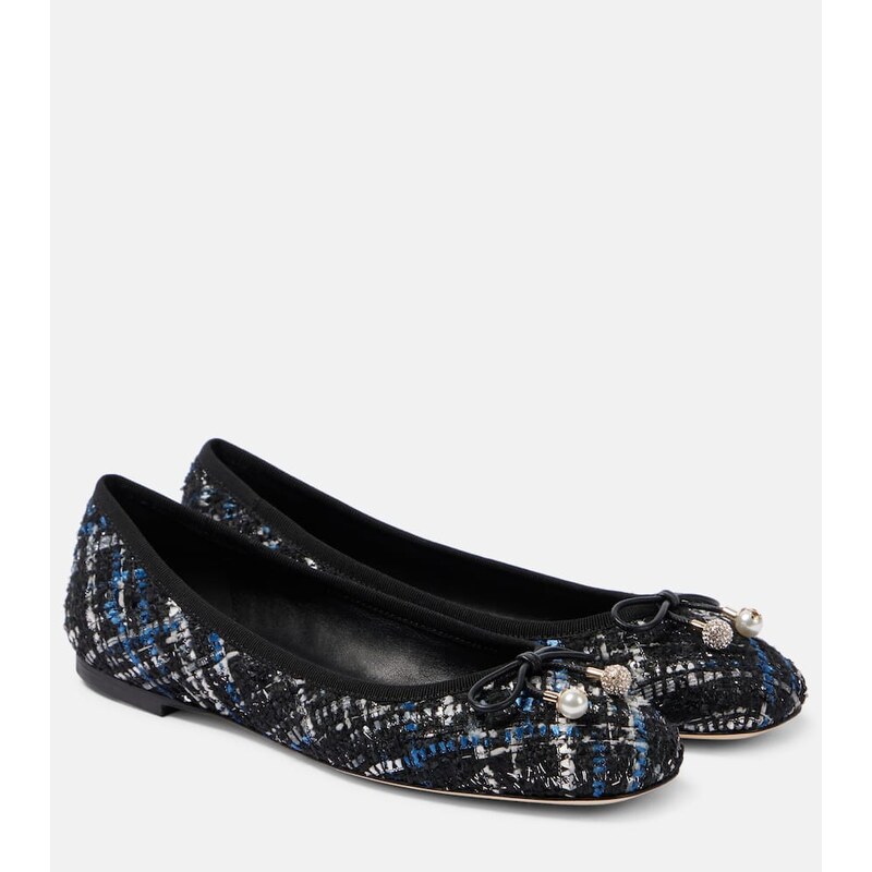 Jimmy Choo Elme tweed ballet flats