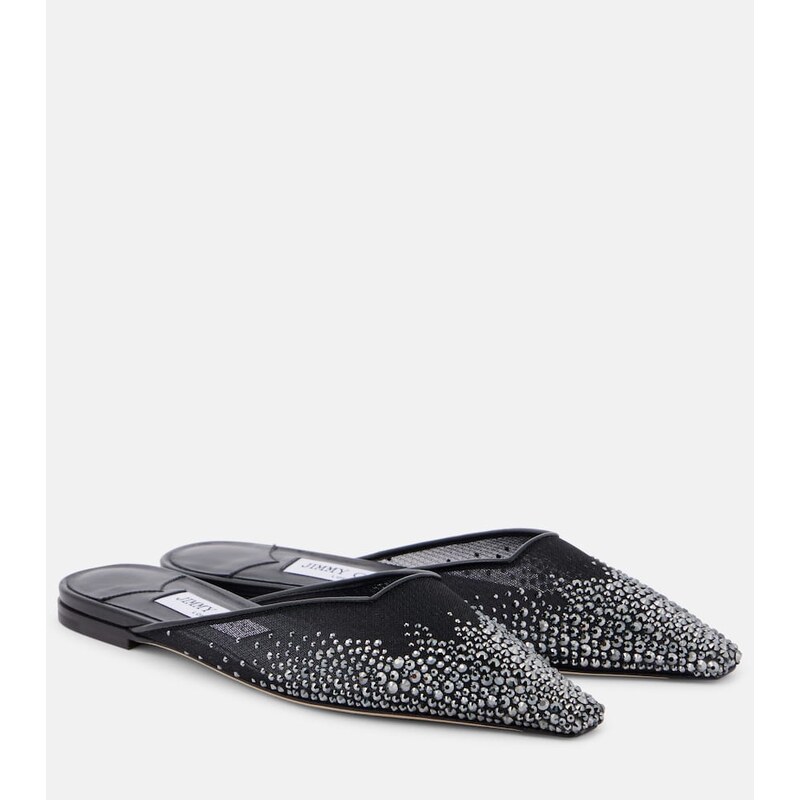 Jimmy Choo Vivi embellished mesh mules