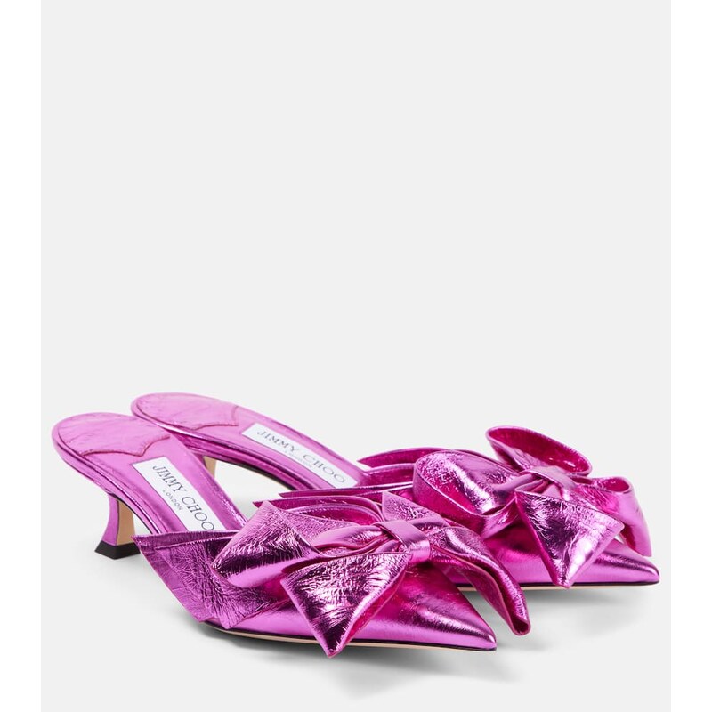 Jimmy Choo Staz 50 metallic leather mules