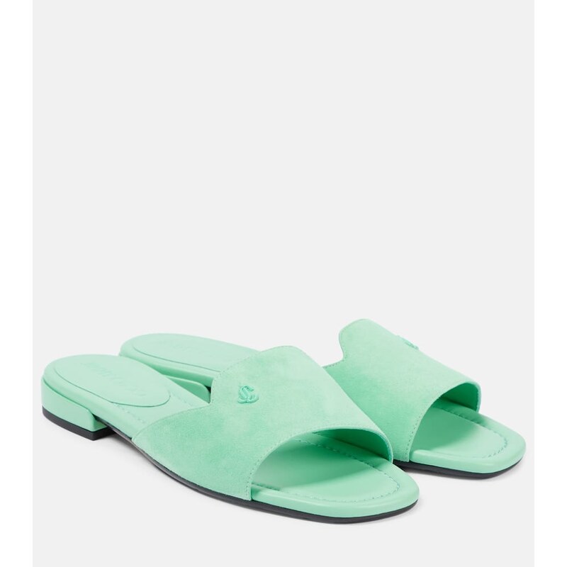 Jimmy Choo Dina logo suede slides