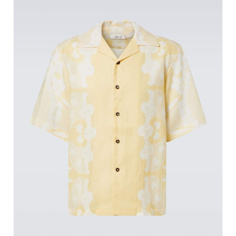 Commas Floral linen bowling shirt