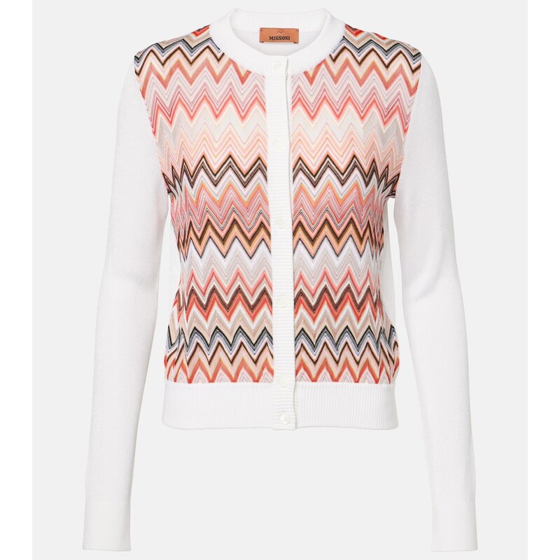 Dámský kardigan Missoni Zig Zag v jemných tónech s bílou základou