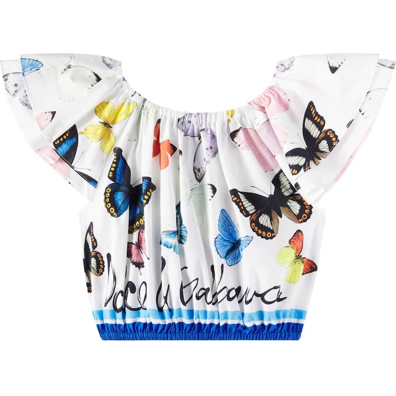 Dolce&Gabbana Kids Ruffled printed cotton poplin top