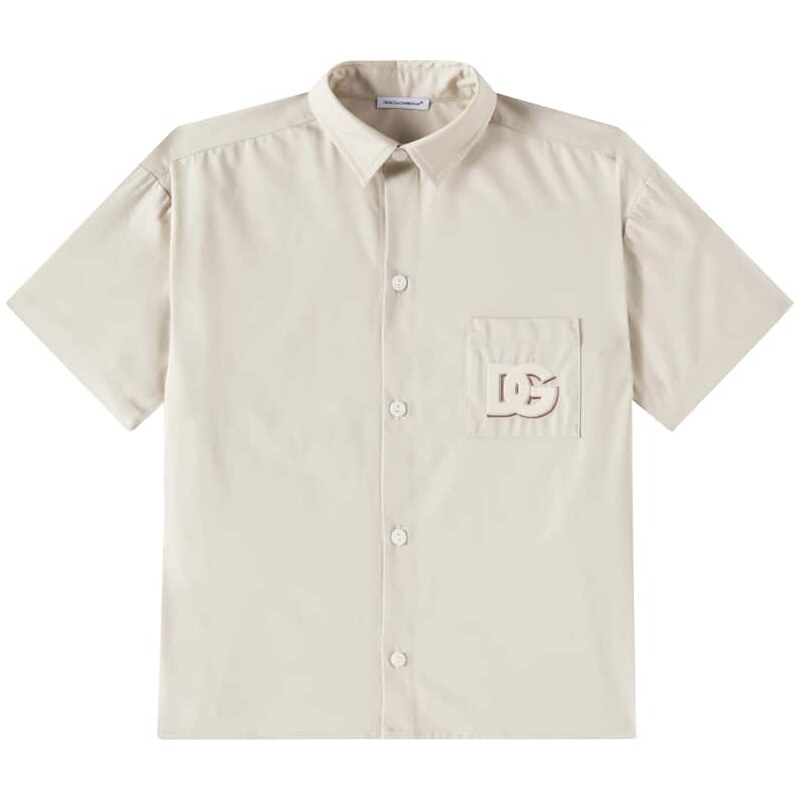 Dolce&Gabbana Kids DG cotton-blend gabardine shirt