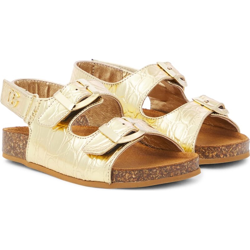 Dolce&Gabbana Kids Metallic leather sandals