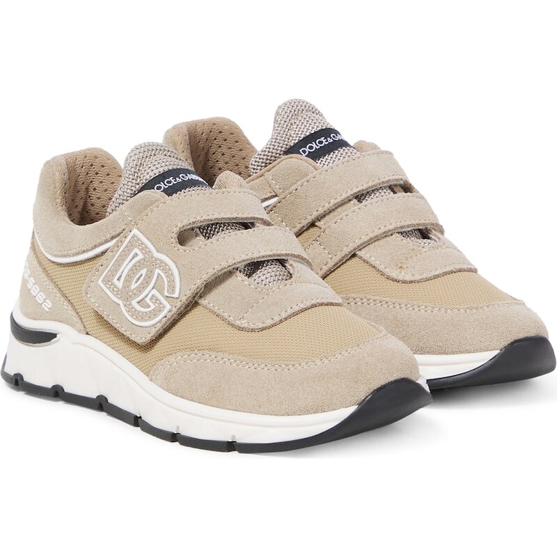 Dolce&Gabbana Kids DG suede-trimmed mesh sneakers