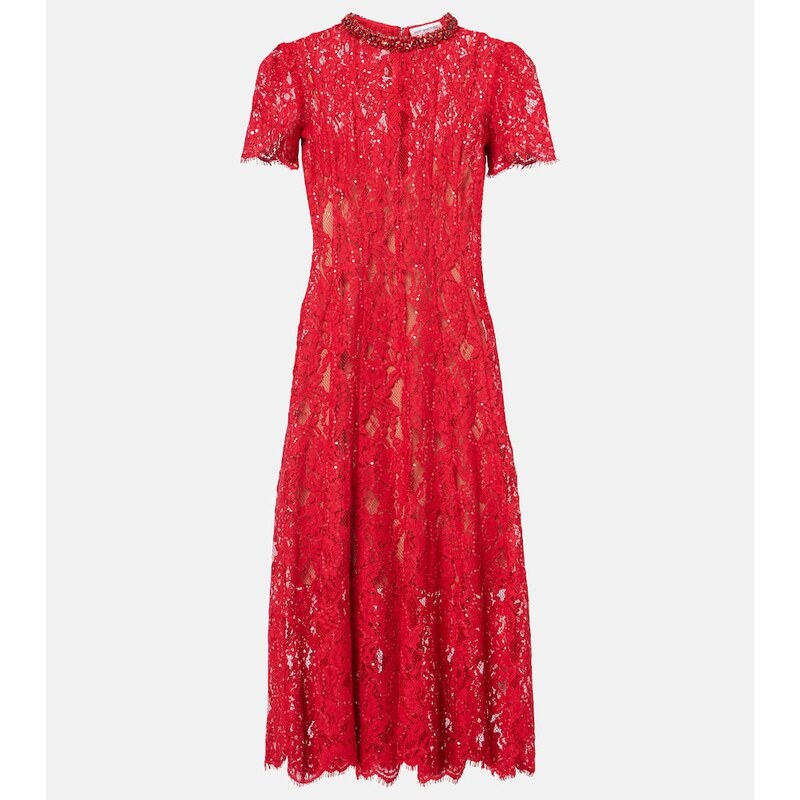 Self-Portrait Embellished fishnet midi dress