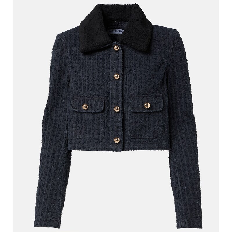 Self-Portrait Embellished cropped denim jacket