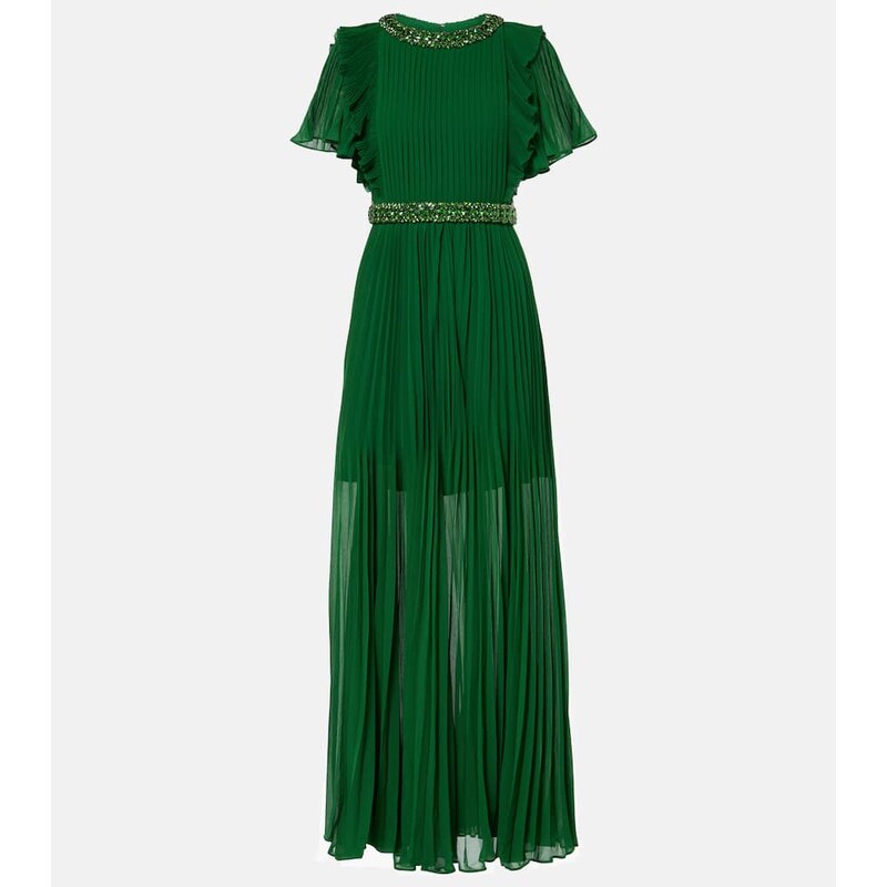 Self-Portrait Crystal-embellished ruffled gown