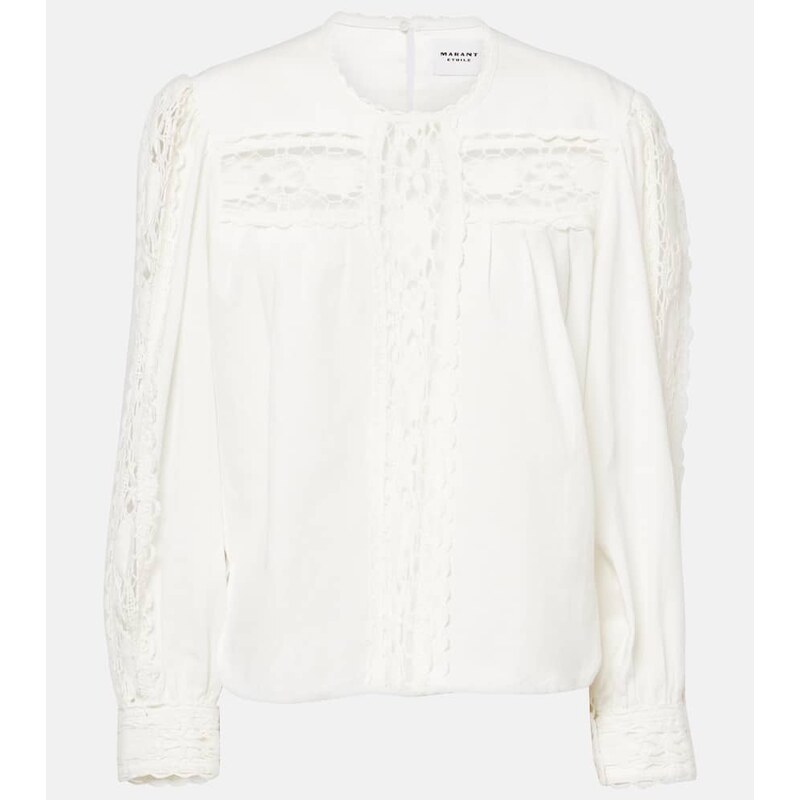 Marant Etoile Valmira embroidered linen and cotton top