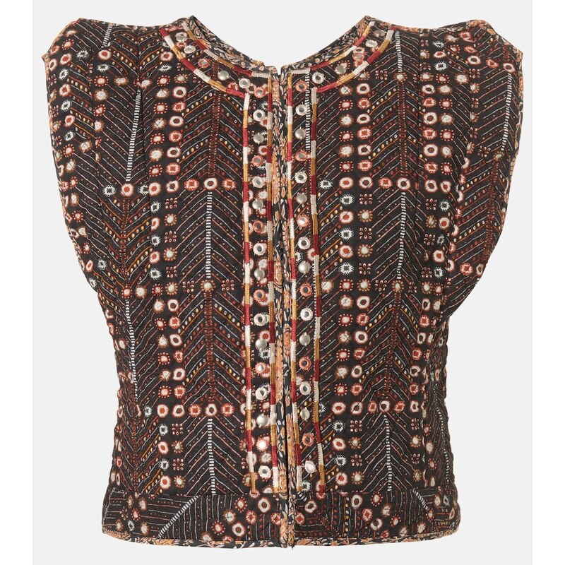 Marant Etoile Cerza embroidered embellished cotton cardigan