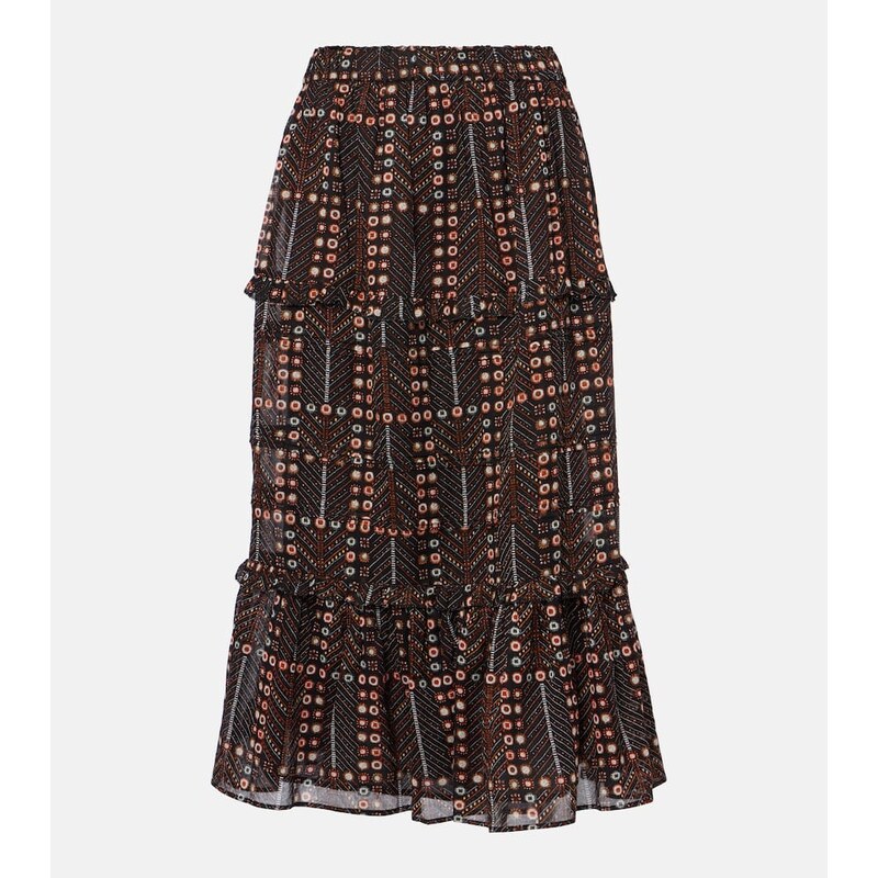 Marant Etoile Diya printed tiered cotton maxi skirt