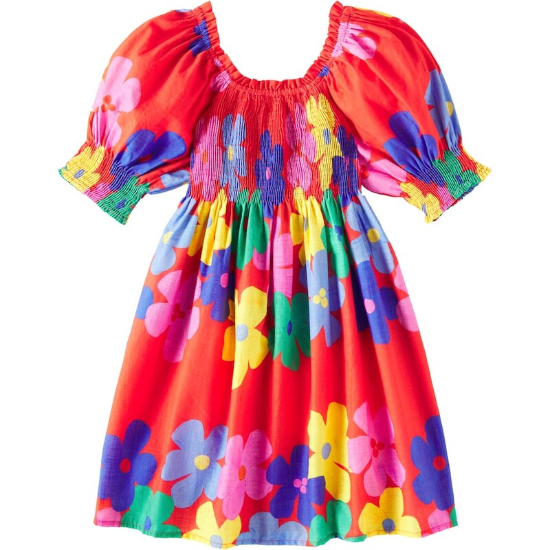 Fábula Floral shirred cotton dress