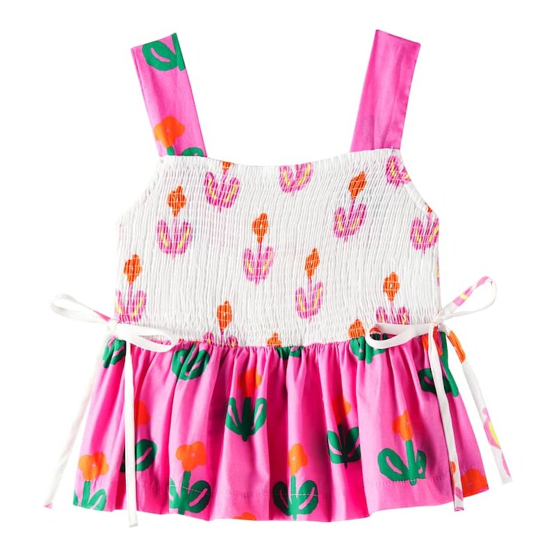 Fábula Flor Singela shirred cotton top