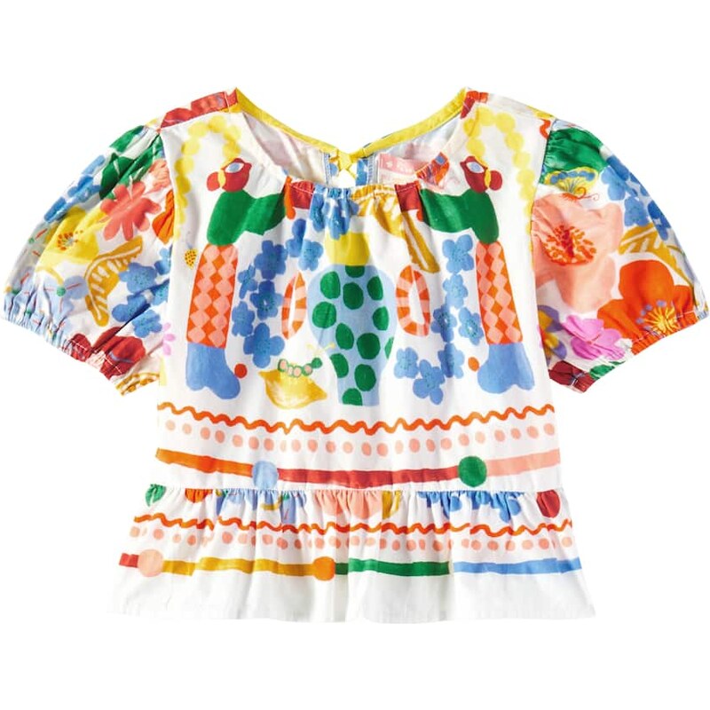 Fábula Recanto printed ruffled cotton top