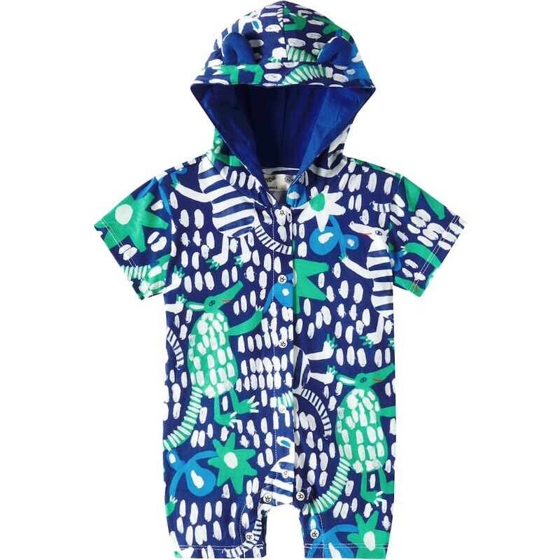 Fábula Baby printed hooded cotton jersey playsuit