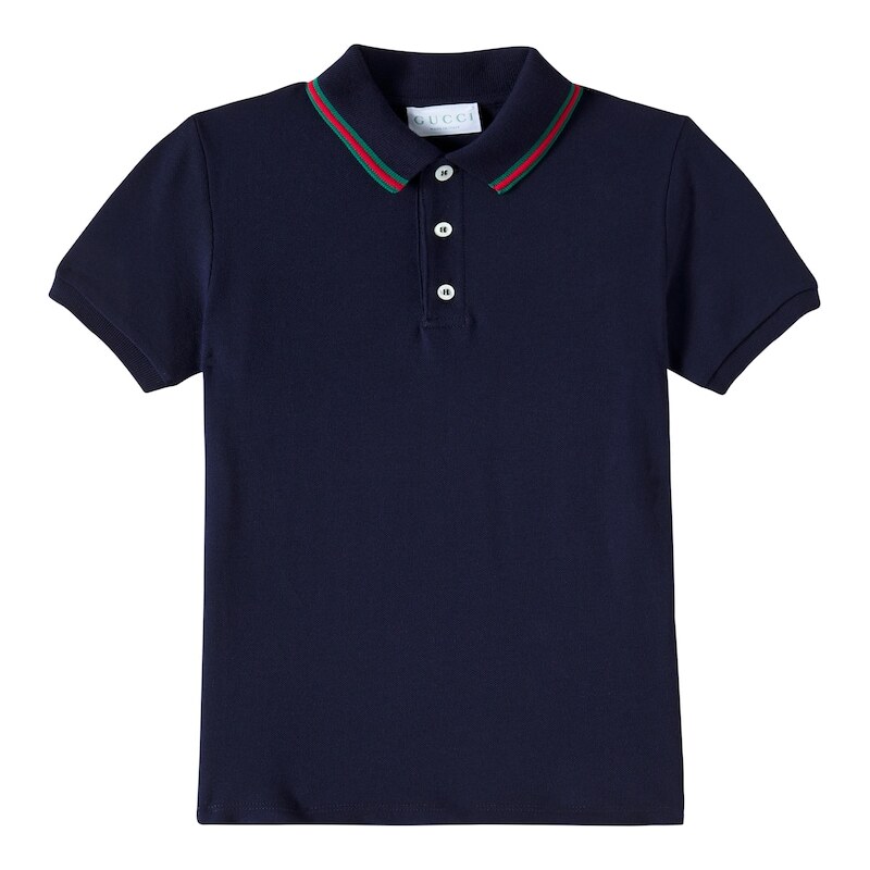 Gucci Kids Web cotton-blend piquet polo shirt