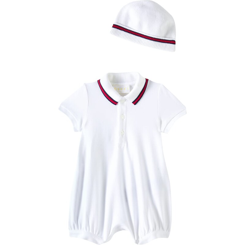 Gucci Kids Baby cotton piquet bodysuit and beanie set