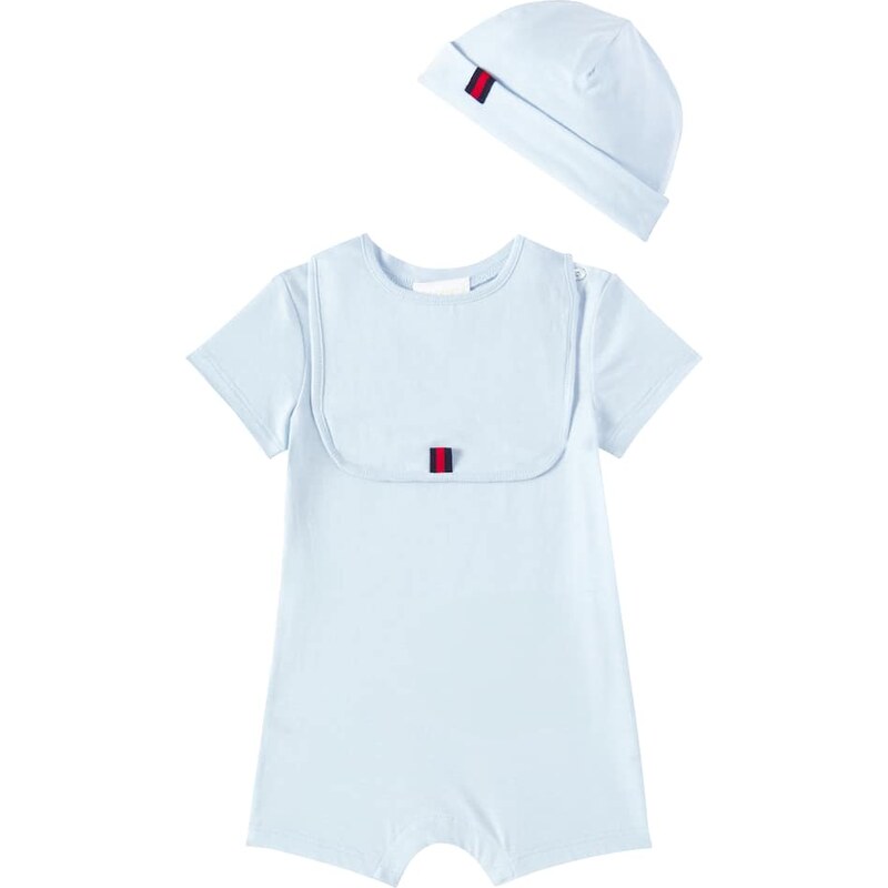 Gucci Kids Baby cotton playsuit, bib, and hat set