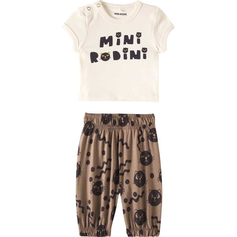 Mini Rodini Baby Mini Rodini Cats T-shirt and sweatpants set
