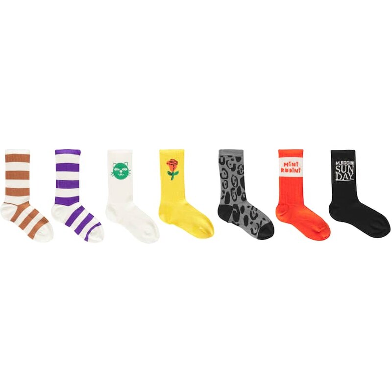 Mini Rodini Set of 7 printed cotton-blend socks