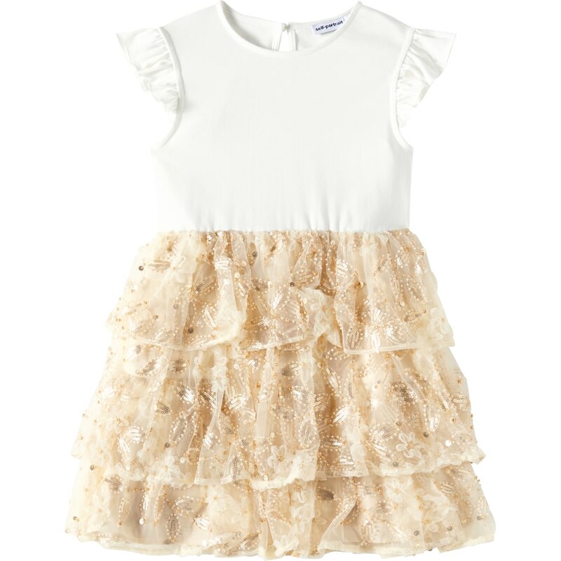 Self-Portrait Kids Sequined jersey and tulle dress