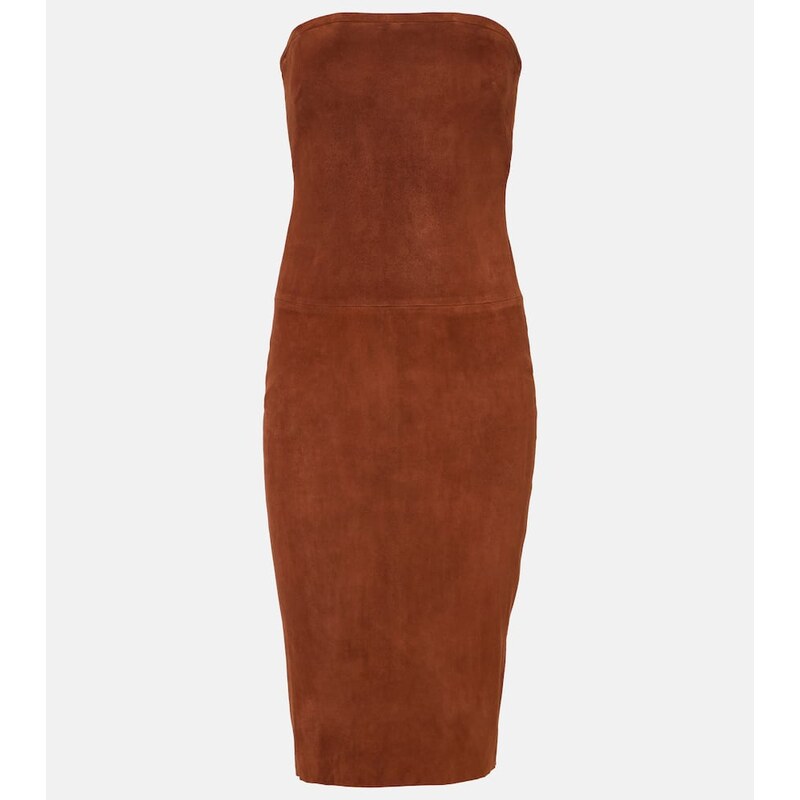 Stouls Monica strapless suede midi dress
