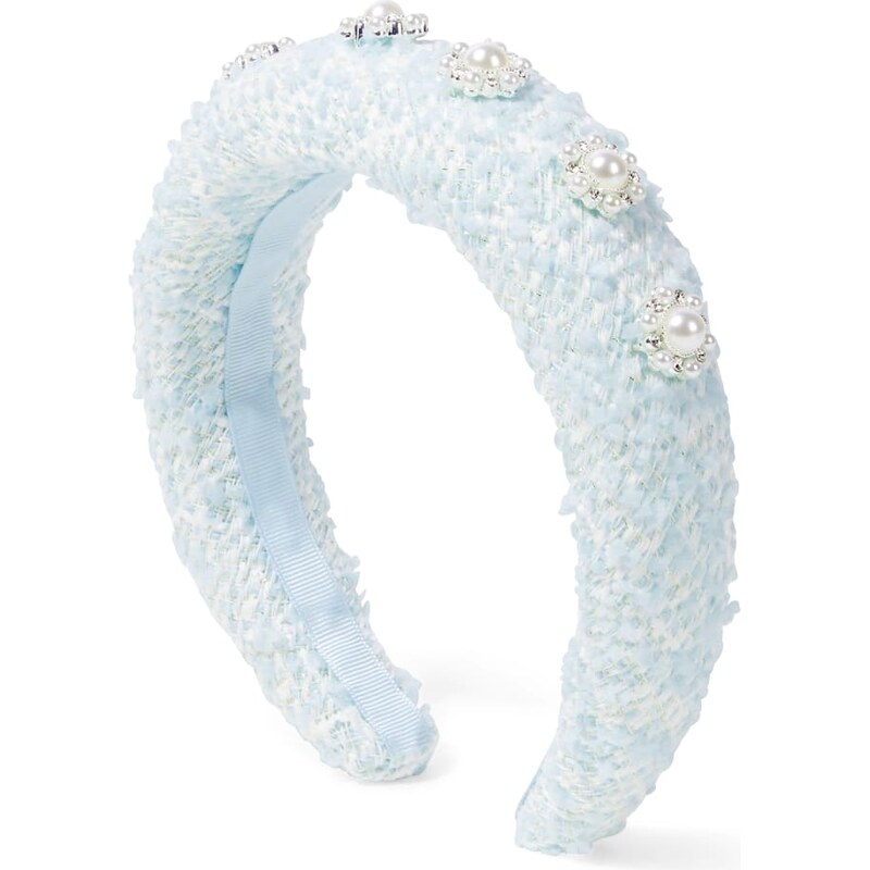 Self-Portrait Kids Faux pearl-embellished tweed headband