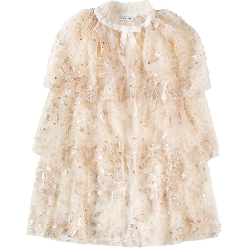 Self-Portrait Kids Embellished tiered tulle cape