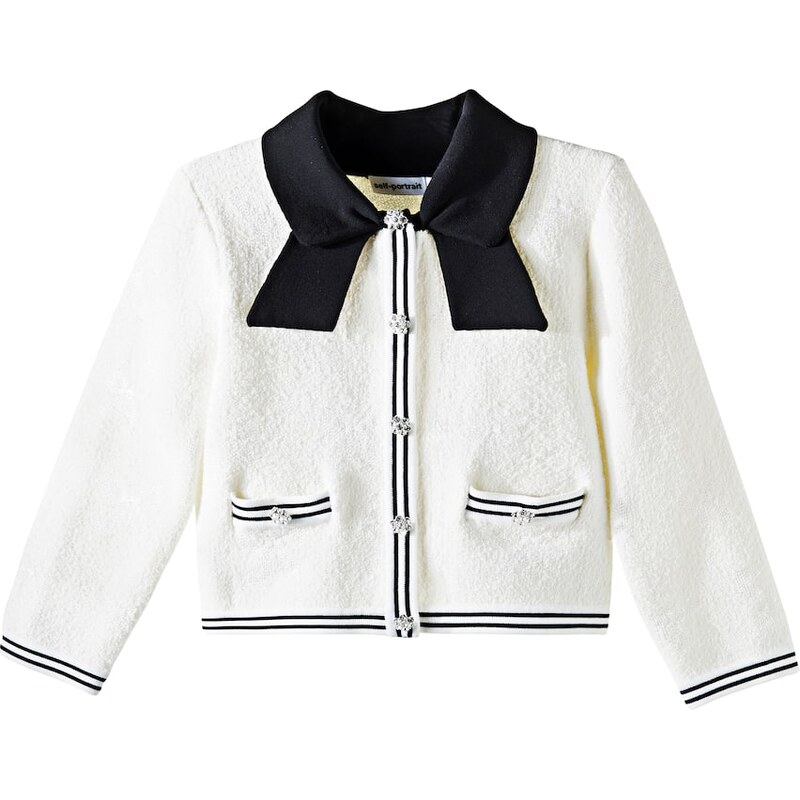 Self-Portrait Kids Embellished jacquard cardigan