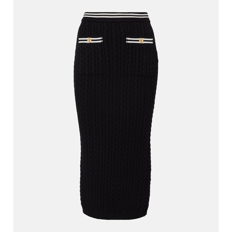 Alessandra Rich Cable-knit cotton midi skirt