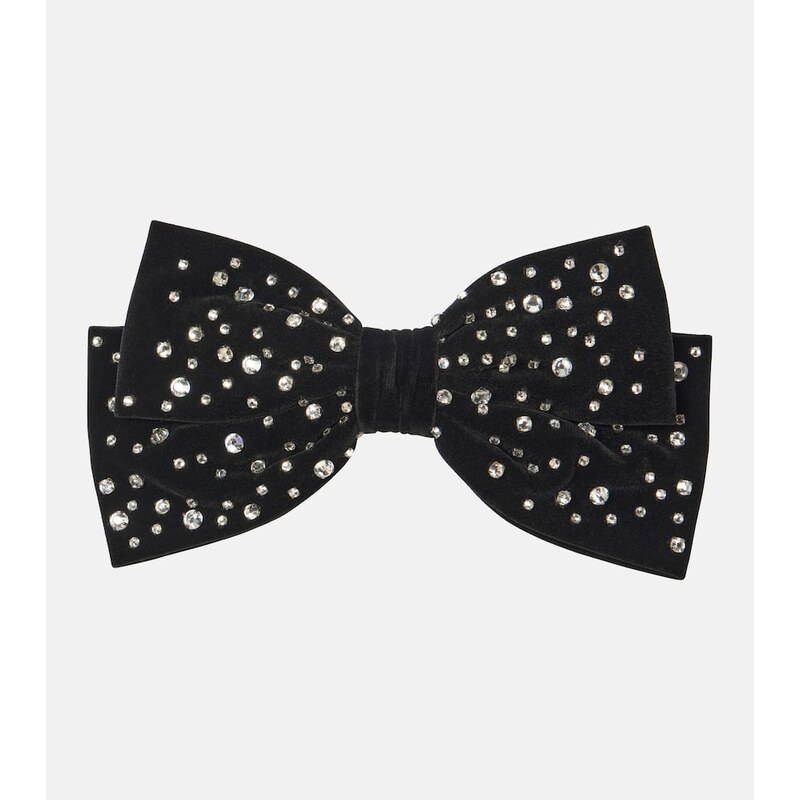 Jennifer Behr Loren crystal-embellished velvet bow barrette