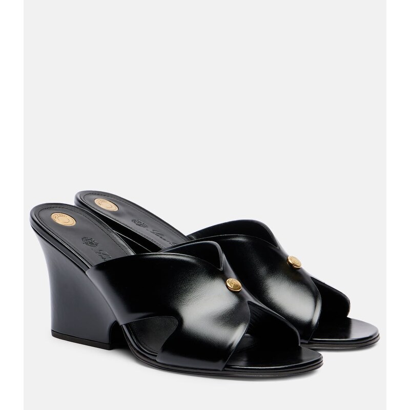 Loro Piana Vera 80 leather wedge mules