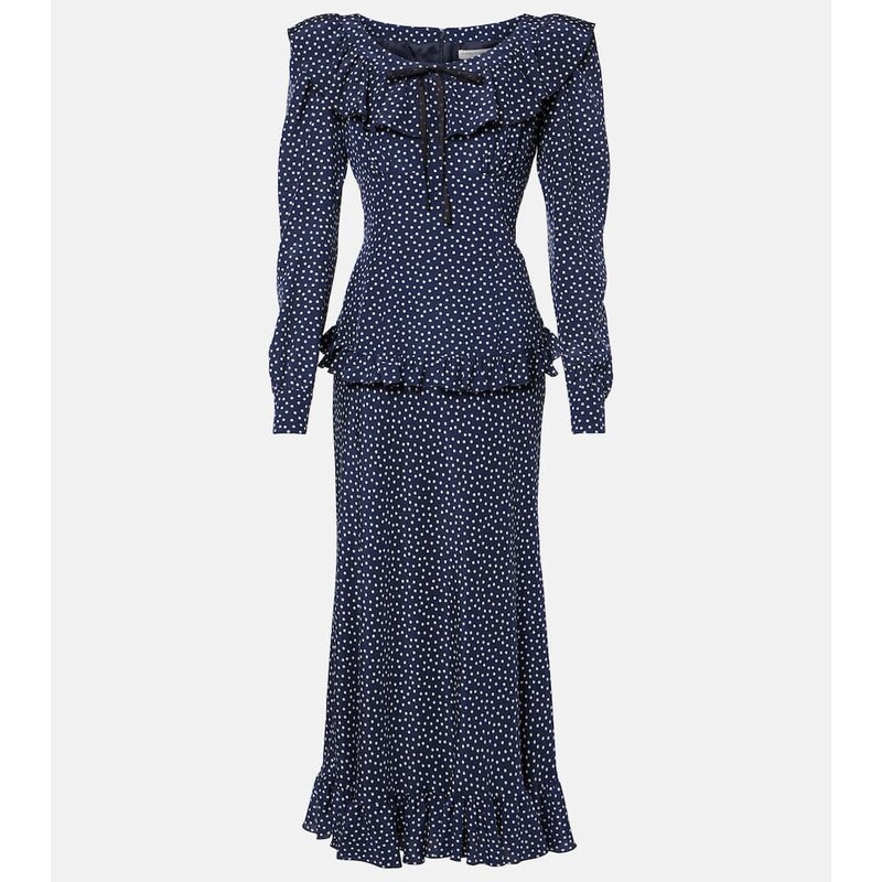Alessandra Rich Polka-dot printed silk maxi dress