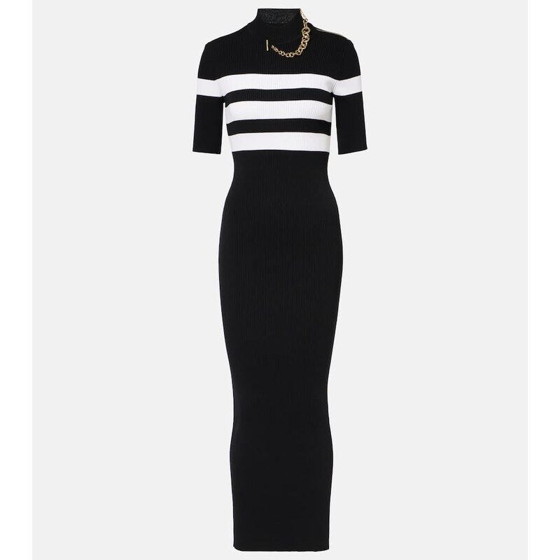 Jean Paul Gaultier Striped jersey maxi dress