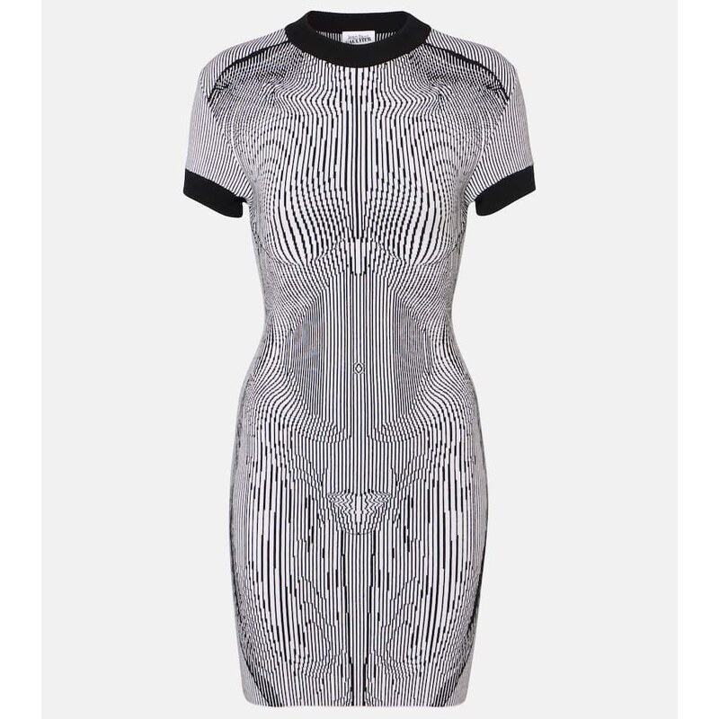 Jean Paul Gaultier Morphing Pinstripe jacquard jersey minidress