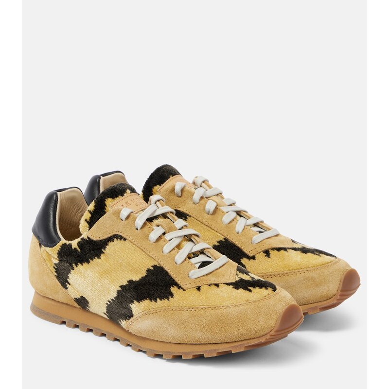 Le Monde Béryl Slim Runner velvet and suede sneakers