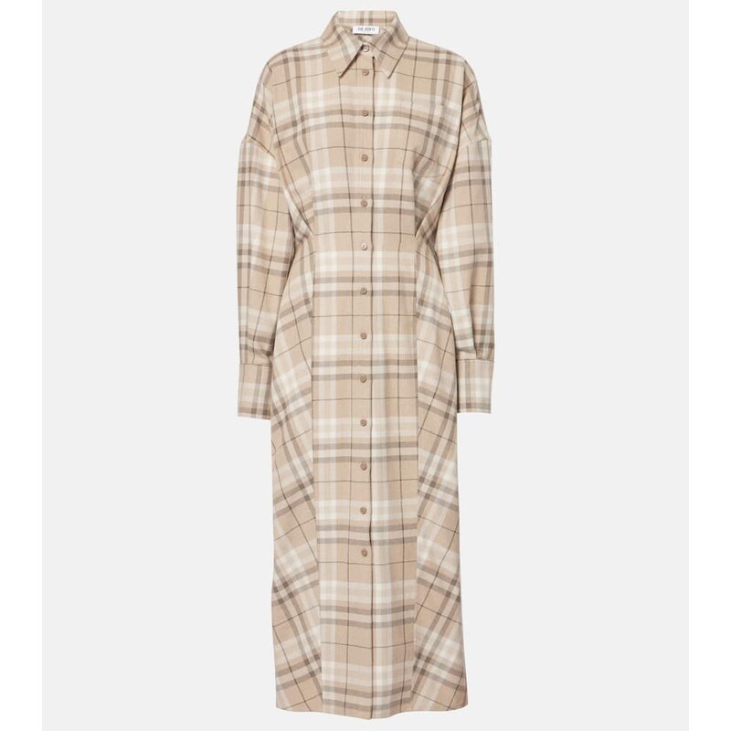 The Attico Checked cotton-blend shirt dress