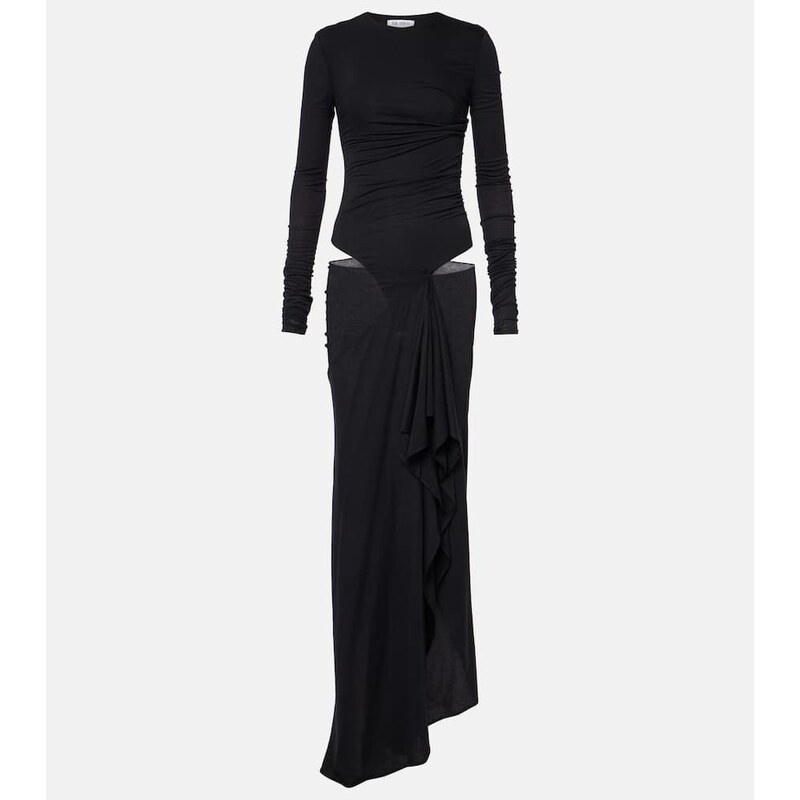 The Attico Draped cutout semi-sheer maxi dress