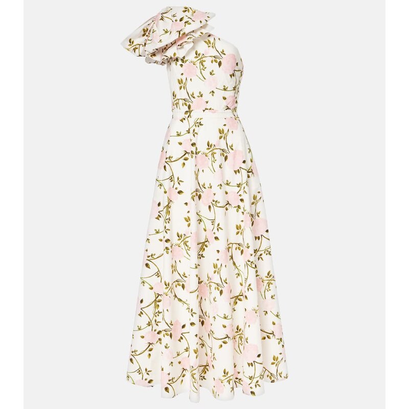 Giambattista Valli One-shoulder ruffled cotton cocktail dress