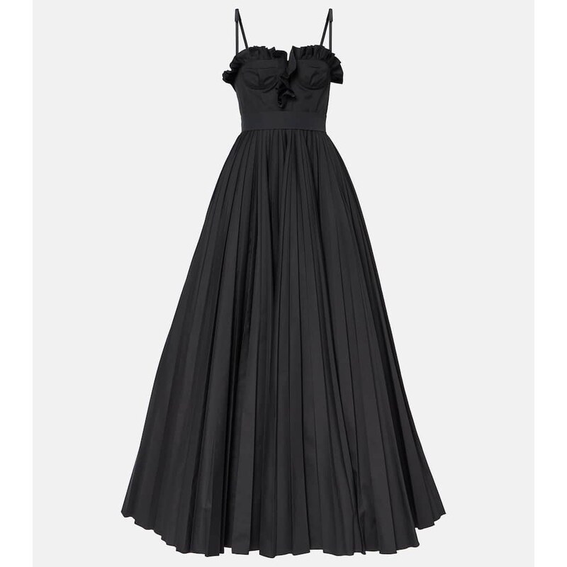 Giambattista Valli Ruched pleated cotton gown