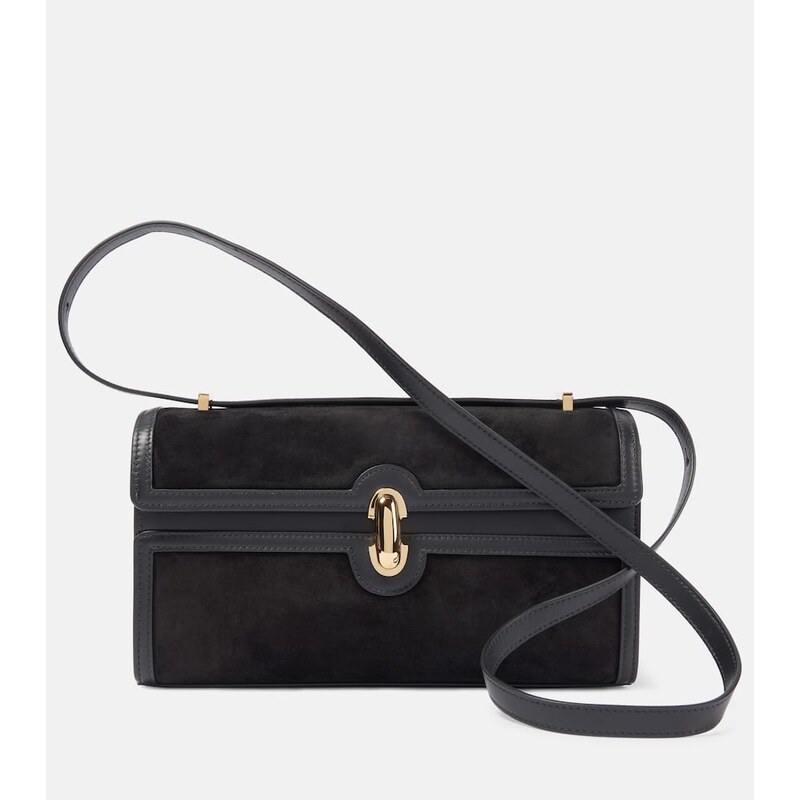 Savette Symmetry 26 leather-trimmed suede shoulder bag