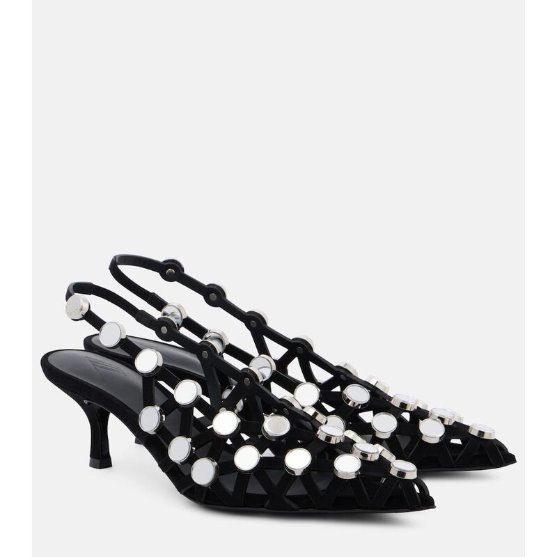 The Attico Embellished leather mules