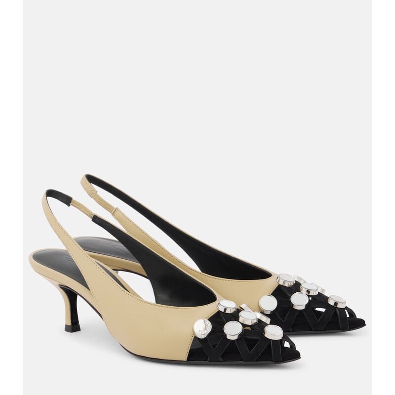The Attico Fiona 50 embellished leather slingback pumps