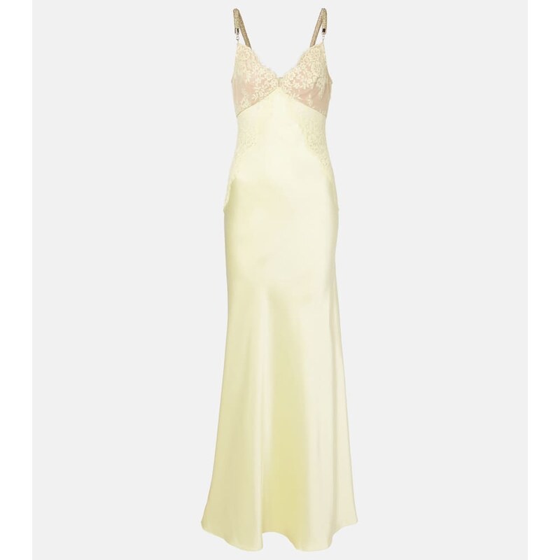 Self-Portrait x Christopher Kane lace-trimmed satin maxi dress