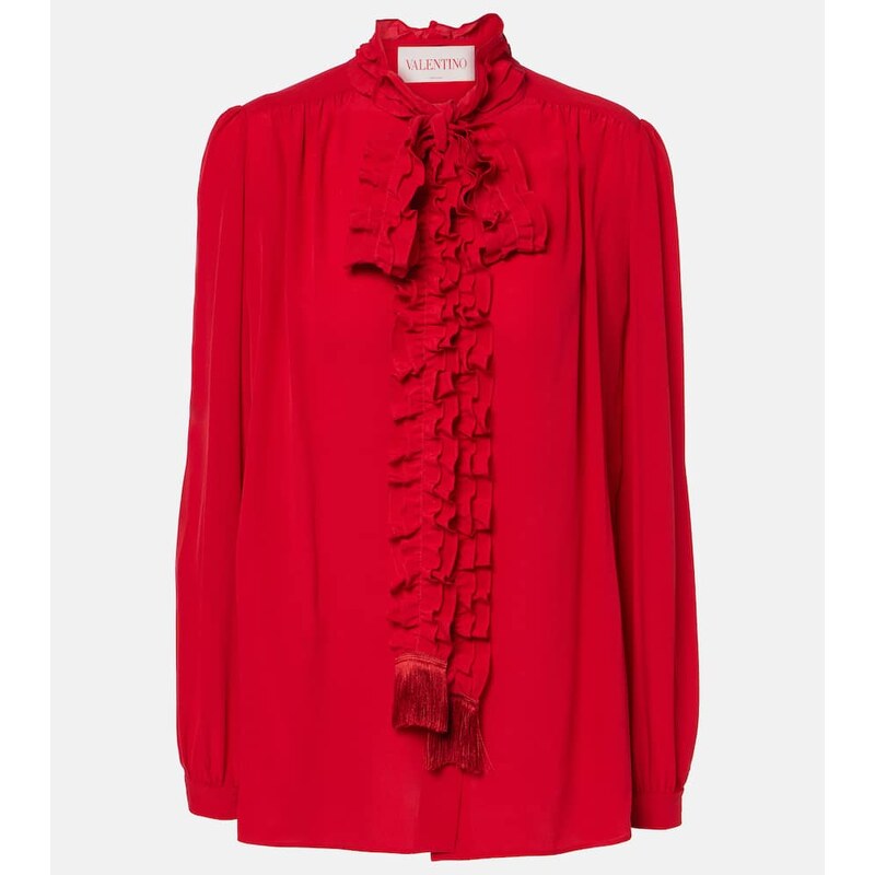 Valentino Ruffled silk crÃªpe de chine blouse