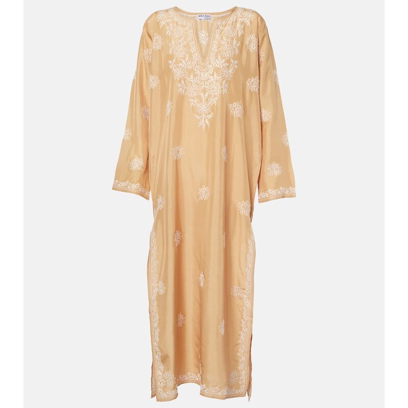Juliet Dunn Embroidered silk kaftan